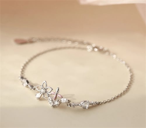 Gorgeous  Silver Moon Crystal Bracelet Bangle Zircon Butterfly Flower Women 