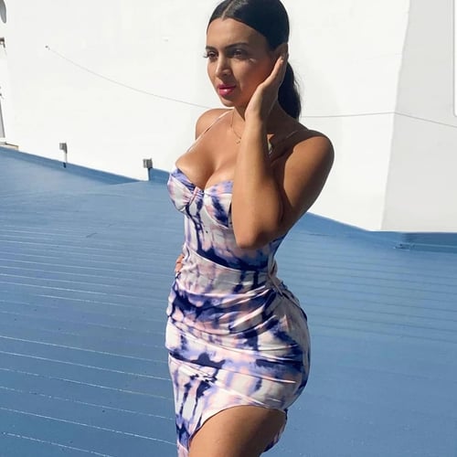 Fashion Trend Women Hot Summer New Dress Sexy Tie Dye Print Sleeveless Split One Piece Sheath Sundress Party Holiday Wear Buy Fashion Trend Women Hot Summer New Dress Sexy Tie Dye Print