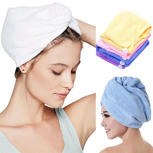 Women Dry Shower Microfiber Hair Wrap Towel Drying Bath Spa Head Cap Hat 