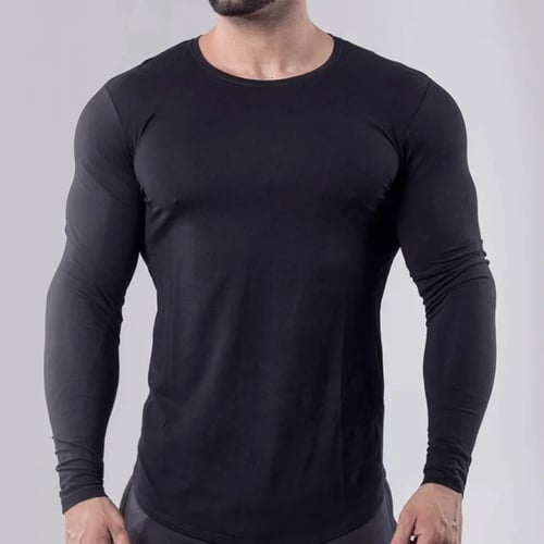 Men Fashion O/VNeck Gradient Color Long Sleeve Basic Solid Blouse Tee Shirt Tops 