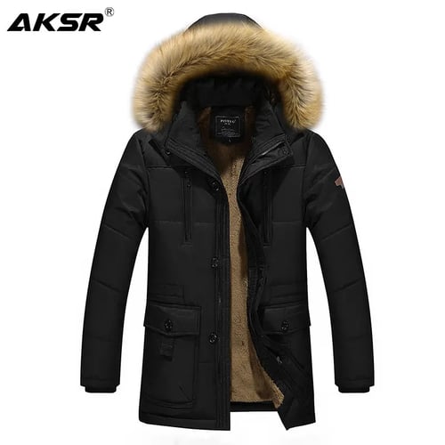 Mens Winter Snow Jacket Hooded Fur Collar Thicken Warm Outwear Parka Coat S-6XL