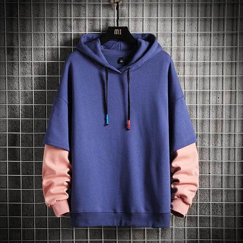Stitching Patchwork Sweatshirt Youth Casual Hoodie Hip Hop Pullover Mens Fashion