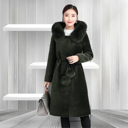 Slim Jacket Ladies Faux Fur Coat F1780, Fur Collar Coat Womens Plus Size