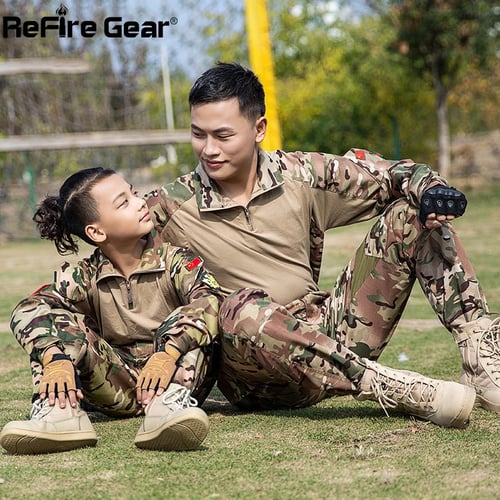 Kids Boys Girls Military Tactical Combat Uniform Suits Jacket Shirt Pants SWAT 