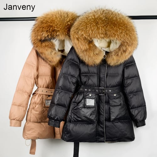 Warm Jacket Snow Outwear Waterproof, Women S Black Coat With Brown Fur Hood