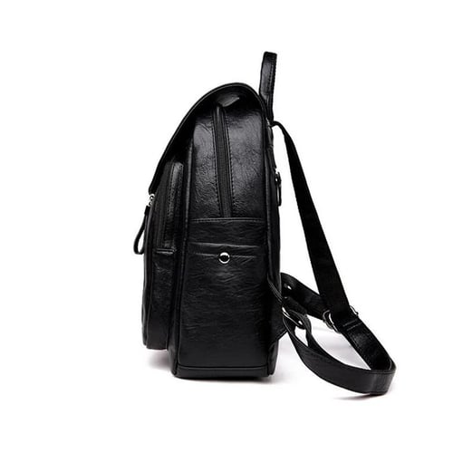 Women's Backpack Leather Large Capacity School Double Zipper Shoulder Bag Casual 