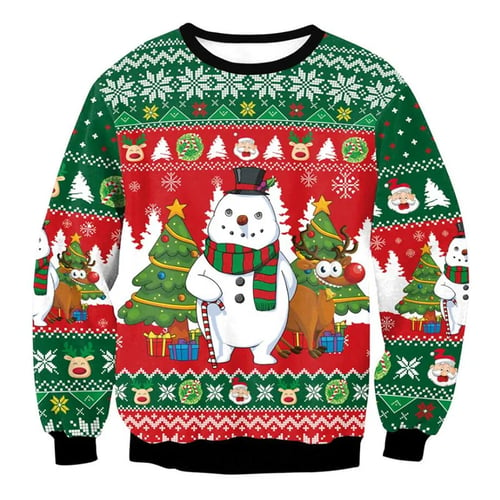 Unisex Ugly Christmas Sweater 3D Print Funny Novelty Xmas Holiday Party Pullover Sweatshirt
