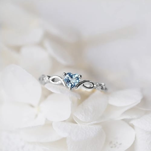 Fashion Women 925 Silver Jewelry Heart Shape Emerald Wedding Ring Size 6-10 