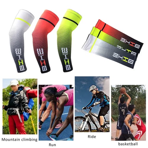 1 Pair Cycling Bike Bicycle Arm Warmers Silk Sleeve Cover UV Sun Protection 