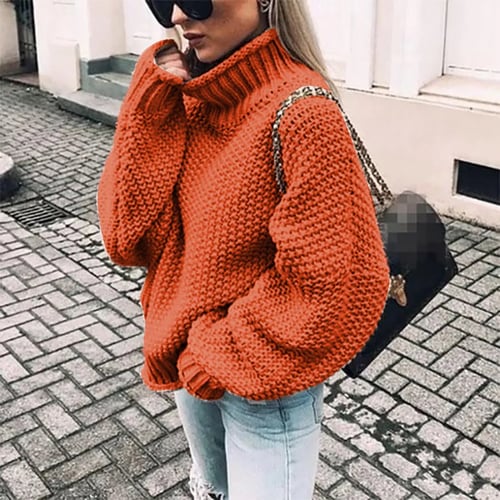 Outfit Ideas Baggy Red Sweater Women Oversized Knitted Sweater Brown S