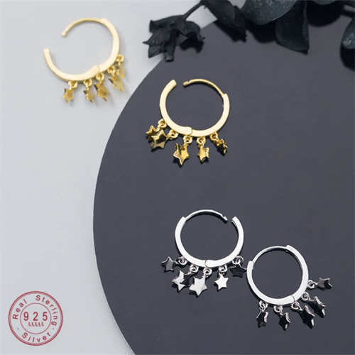 Personality Star Moon Stud Earrings Cute Pentagram Silver Jewelry Women Gift