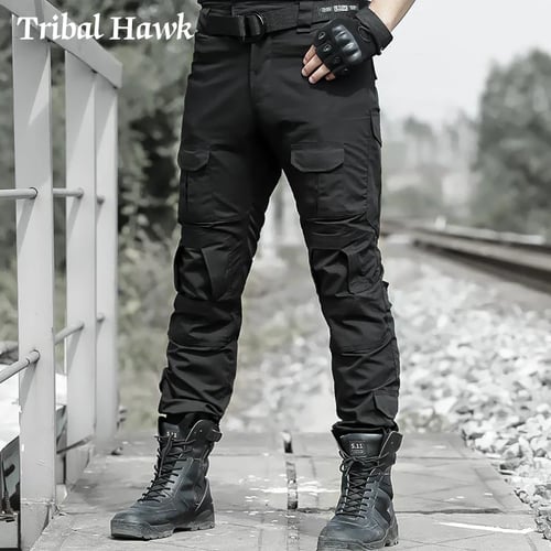 Mens Tactical Trousers Black Military Army Airsoft Cargo Combat Work Pants 