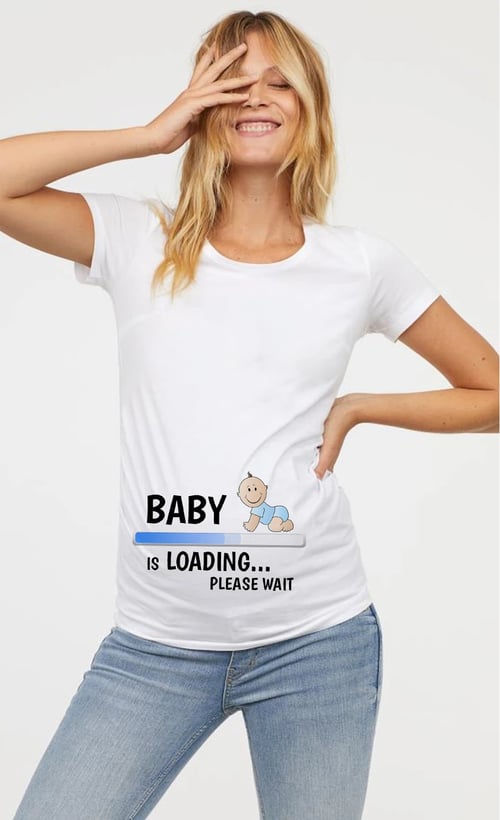 Summer Tops T-Shirt Round Neck Blouse Fashion Funny Women Pregnant Short Sleeves 