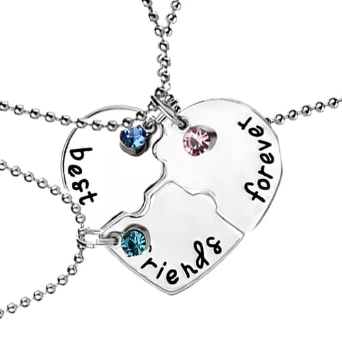 Heart Pendant Best Friend Necklace Friendship Bracelet Gifts Women Men Jewelry 