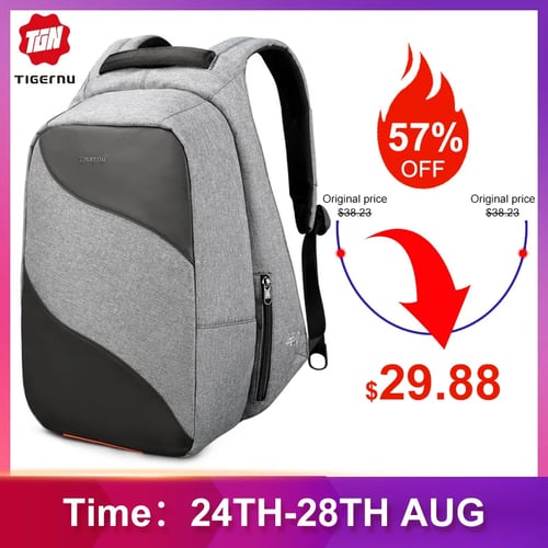 Tigernu Waterproof Men Backpack Laptop Anti theft With USB Male School Backpack