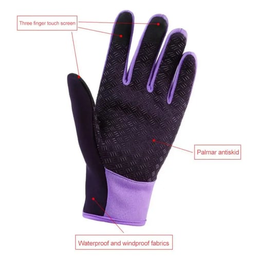 Bike Gloves Winter Thermal Warm Full Finger Skiing Glove Screen Waterproof 