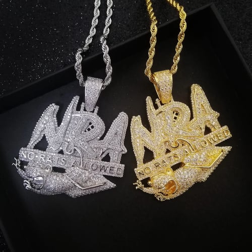 Bling Iced Out Letters Pendant Necklace Classic Colors Mens Necklace Fashion Hip Hop Gifts 
