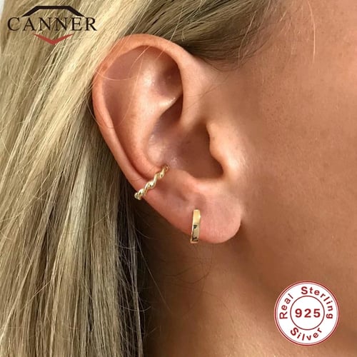 silver star ear cuff clip on non-piercing stainless steel single earring unisex 