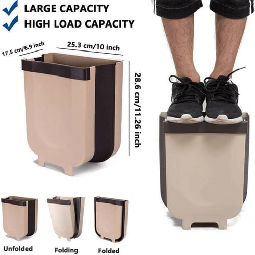 Wall Mounted Foldable Kitchen Cabinet Hanging Trash Can Collapsible Waste Bin