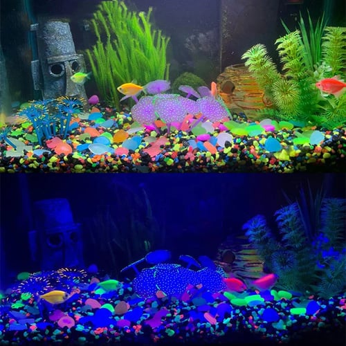 100PCS Artificial Pebbles Stones Glow In The Dark Fish Tank Aquarium Decoration~