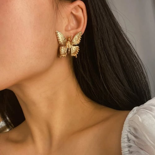 Vintage Temperament Butterfly Stud Earrings Girls Earrings Fashion Jewelry Gifts