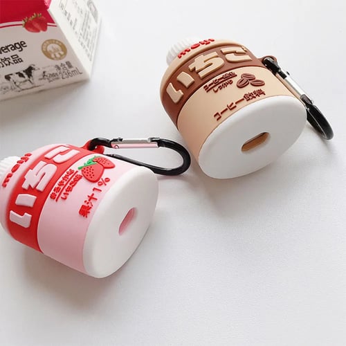 3D Earphone Cases For AirPods Case Cute Bottle Strawberry Milk For Apple Airpods 1/2/pro Protect Cover For Earpods Earbuds Case