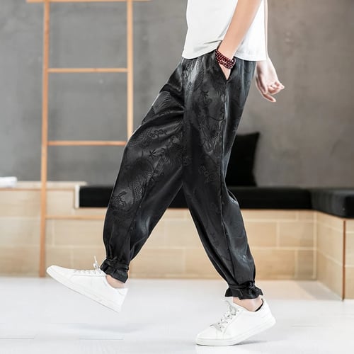 Men's Vintage Style Ankle Lace Up Casual Loose Trouser Trousers Banded Pants LG