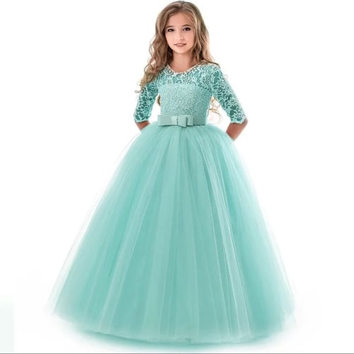 Christmas Kids Girls Long Sleeve Tulle Dress Princess Bridesmaid Party Pageant 