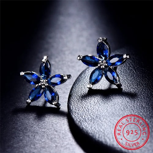 Vintage 925 Silver Blue Sapphire Dangle Drop Earrings Ear Hook Wedding Party New