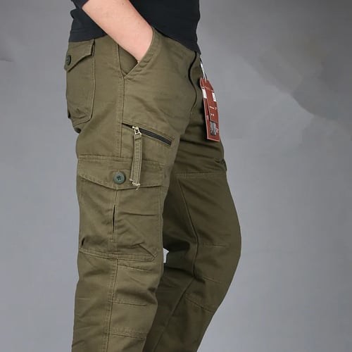 Men's Casual Overall Cotton Pockets Cargo Jeans Military Work Pants Long Trouser