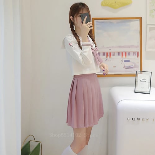 Japanese School Student Sailor Uniform JK Girls Blouse Pleated Skirt Suit