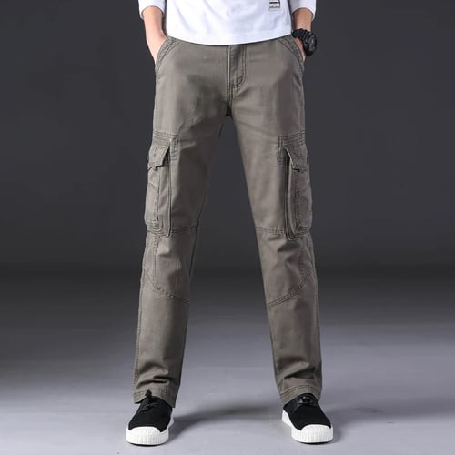 New Men's Casual Overalls Loose Straight Cargo Pants Military Outdoor Trousers 