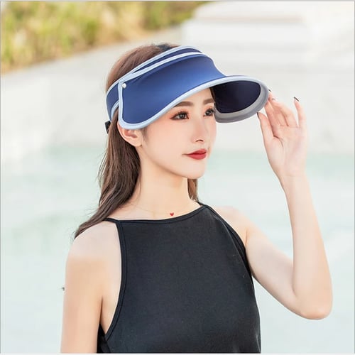 Summer Women Visor Top Sun Hat Wide Large Brim Face Cap Foldable Beach Travel 