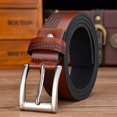 Belt Male Fashion Leather Belt Men Male Genuine Leather Strap Luxury Pin Casual 
