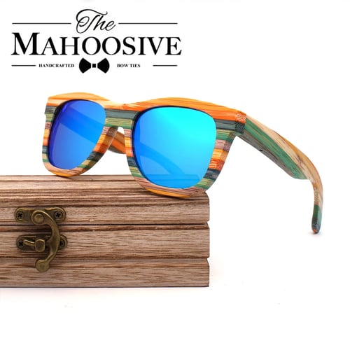 Unisex Retro Bamboo Wood Polarized Sunglasses Wooden Half Wood Frame Glasses 