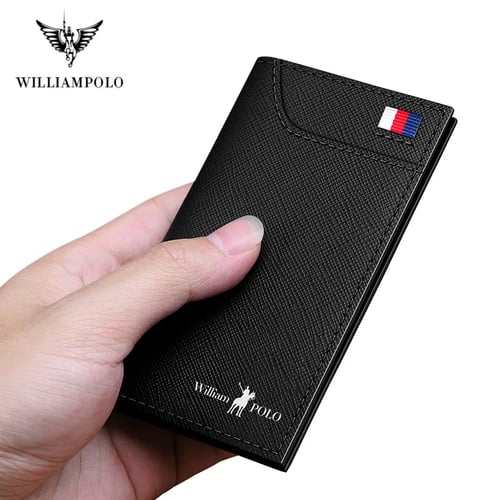 100% Genuine Leather Small Mini Ultra-thin Wallets men Compact wallet Handmade 