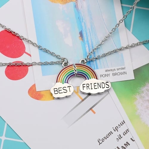 Details about   2 Pcs/set Fashion Best Friend Stitching Pendant Keyring Broken Heart Rainbow