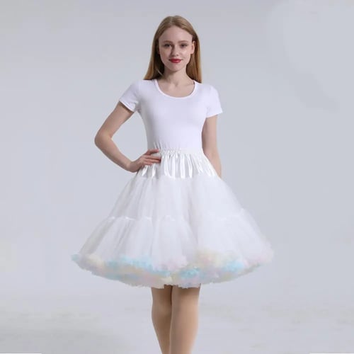 Women Knee-Length Tulle Puffy Short Vintage Wedding Bridal Petticoat Underskirt 
