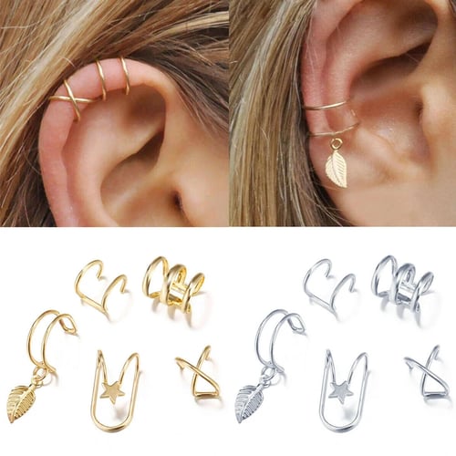 12PCS Women Ear Cuff Earrings Non-Pierced Wrap Clip On Punk Rock Cuffs Jewelry