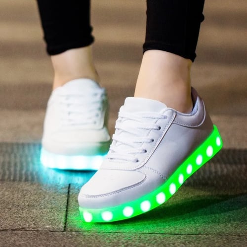 New Xmas Gift Women Men 7 LED Light Up Shoes USB Charge Luminous Casual Sneakers 