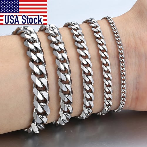 Stainless Steel Black Cuban Link Stainless Steel Bracelet Cuban Link Bracelet Miami Cuban Link Bracelet
