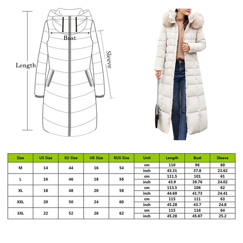 Long Winter Coat Women Parkas Slim, Womens Black Winter Coat Size 14 5