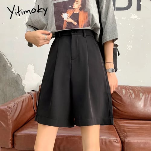 Red Shorts Women Loose High Waist Wide Leg Solid Harajuku Plus Size Straight Summer Korean Fashion Black Shorts Elastic Waist Buy Red Shorts Women Loose High Waist Wide Leg Solid Harajuku