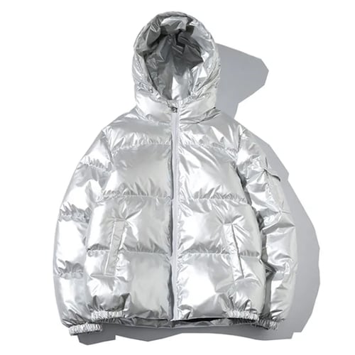 Men  Puffer Thick Down Cotton Warm Silver Bright Jacket Coat Padded Coats 