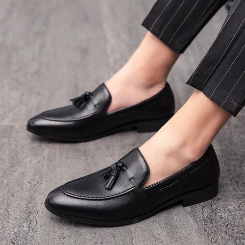 Men Mens Business PU Leather Shoes Classic Slip-on Loafers Tassel Pendant Decoration Outsole Shoes