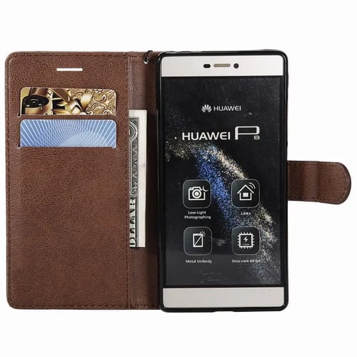 Phone cases Premium Leather Handbag For Huawei P8 P9 Lite Cover Magnet Flip Vintage Plain Huawei Phone Case On p9lite P 9 8 Coque