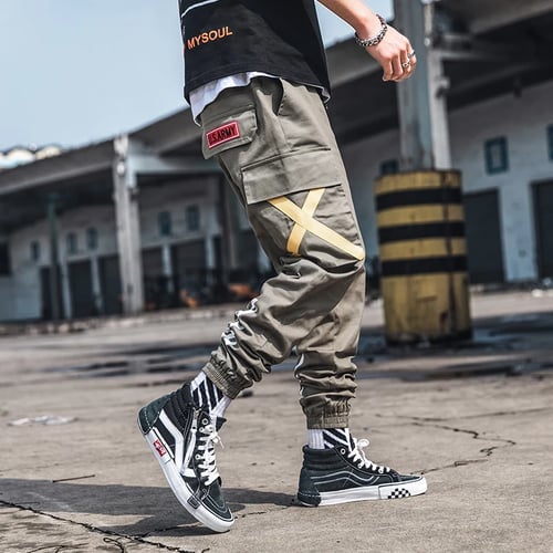 Men's Fashion Streetwear Harem Pants Cargo Multi-pocket Casual Military Trousers 