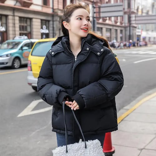 Short Winter Jacket Women Oversize, Womens Black Short Parka Coat