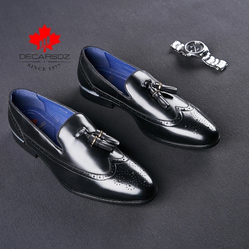 Men's Leather Loafers Casual Business Dress Formal Comfy Wedding Oxfords Shoes