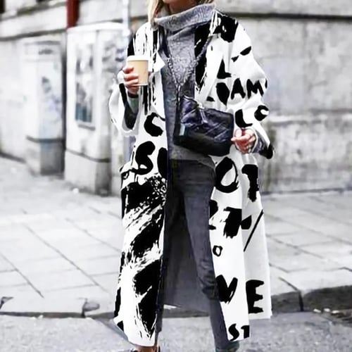 Jaco Floor-Lenght Coat abstract pattern casual look Fashion Coats Floor-Length Coats 